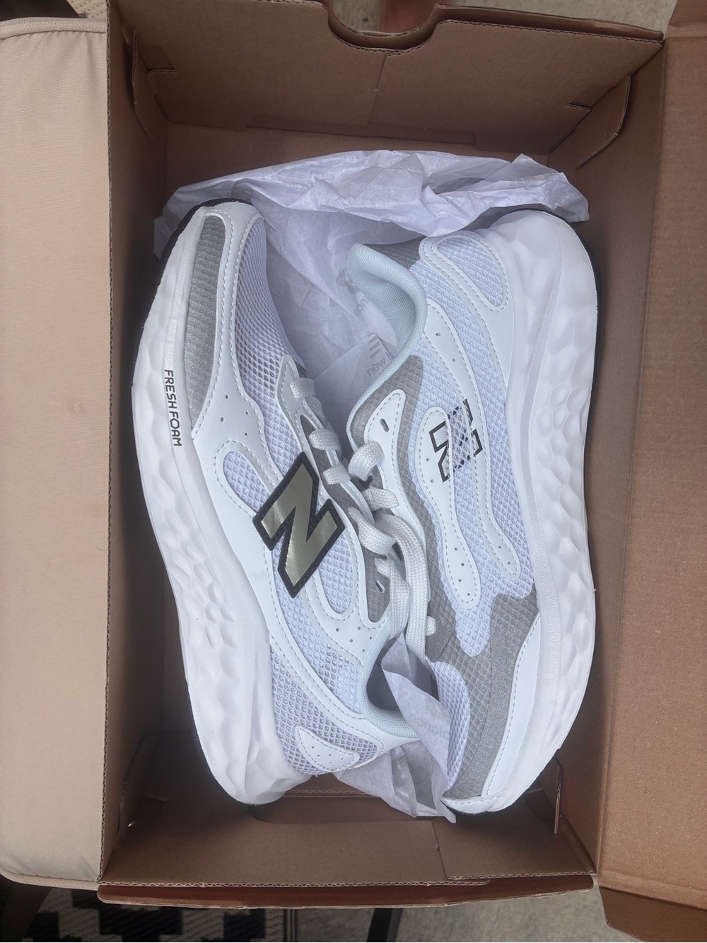 New Balance White & Gray Fresh Foam Running Sneakers
